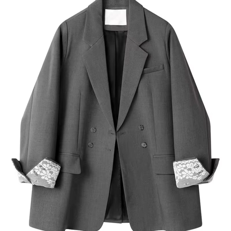 Blazer oversize pour femme avec détail de manchette en dentelle