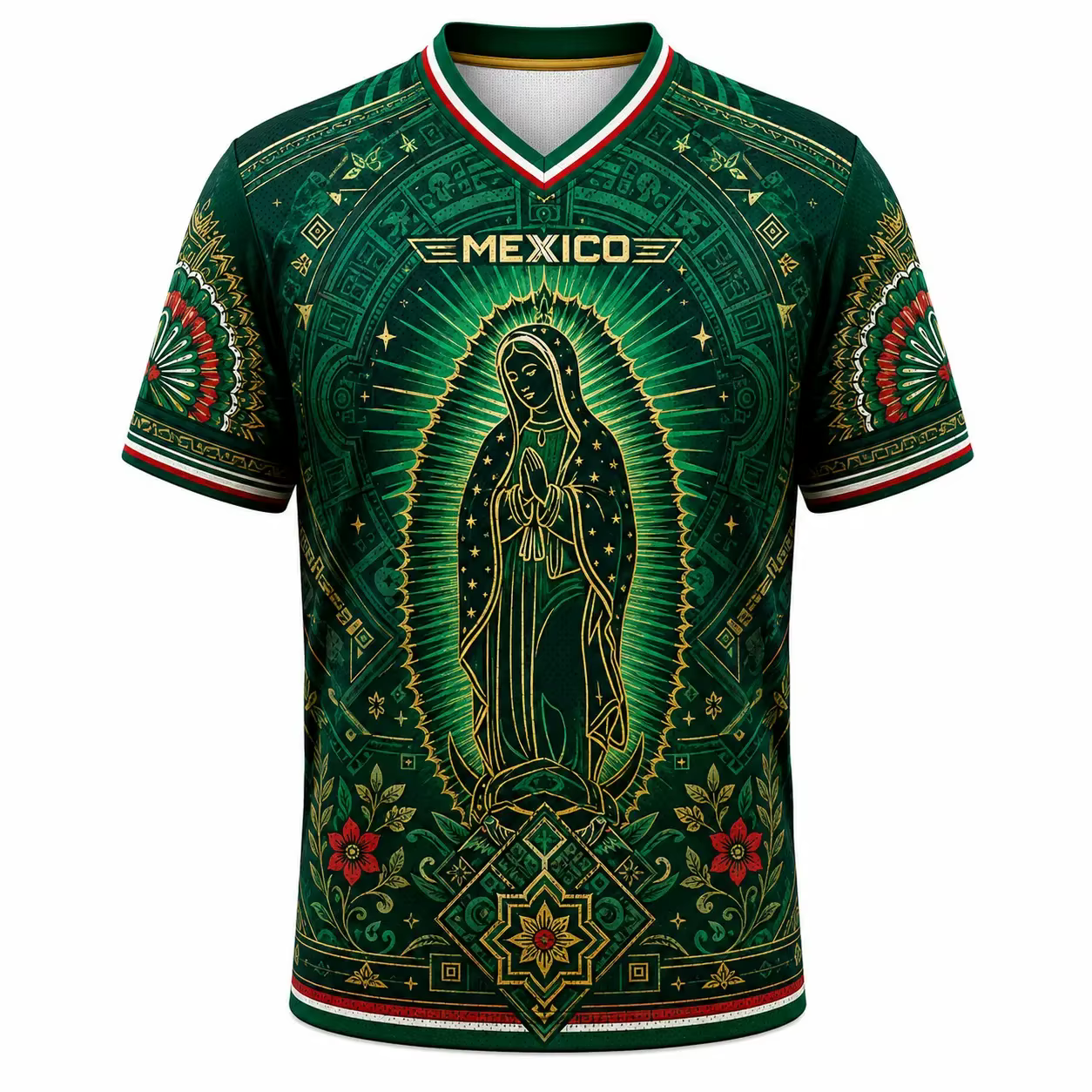 Nouveau Maillot de Foot 2026 du New Mexico – T-shirt Respirant en Maille à Col en V avec Imprimé Football – Un Indispensable pour les Fans