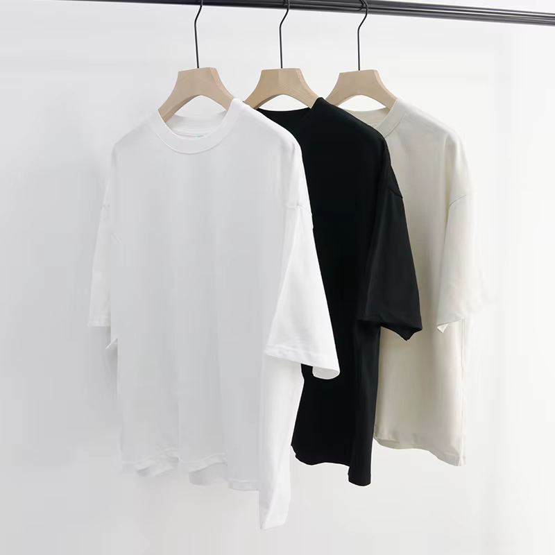 2025 nouveau Boxy Fit T-shirt à manches courtes hommes coton lourd épaule tombante