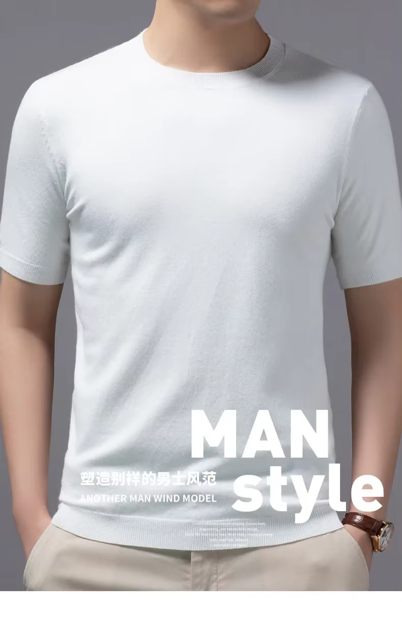 T-shirt en laine mérinos super fine pour hommes