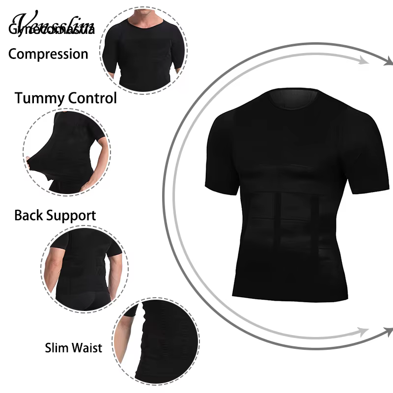 Compression minceur T-shirt hommes corps Shaper taille formateur Fitness gilet gros brûler poitrine mince chemise perte de poids shapewear