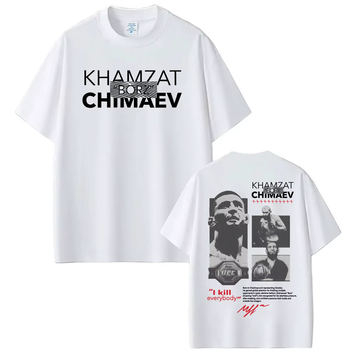 T-shirt à logo Khamzat Chimaev « borz » pour hommes et femmes
