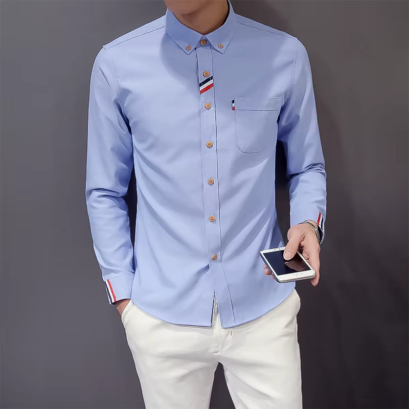 Chemise à manches longues en tissu Oxford pour homme