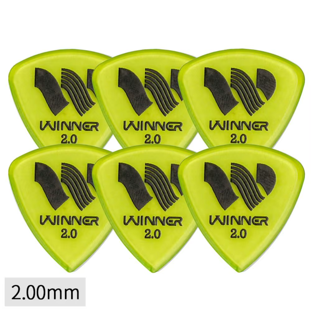 6 pièces gagnant plectres de guitare grand triangulaire anti-dérapant plectres de guitare électrique 2.0MM d'épaisseur Triangle plectres guitare jouant