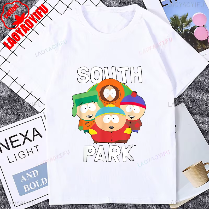 South Park Graphique Imprimé Homme T-shirt Coton Manches Courtes Streetwear Décontracté Mode Lâche Femmes