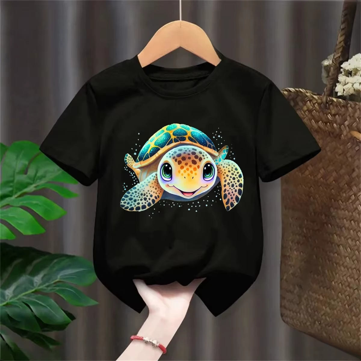 T-shirt imprimé tortue de mer pour filles/garçons