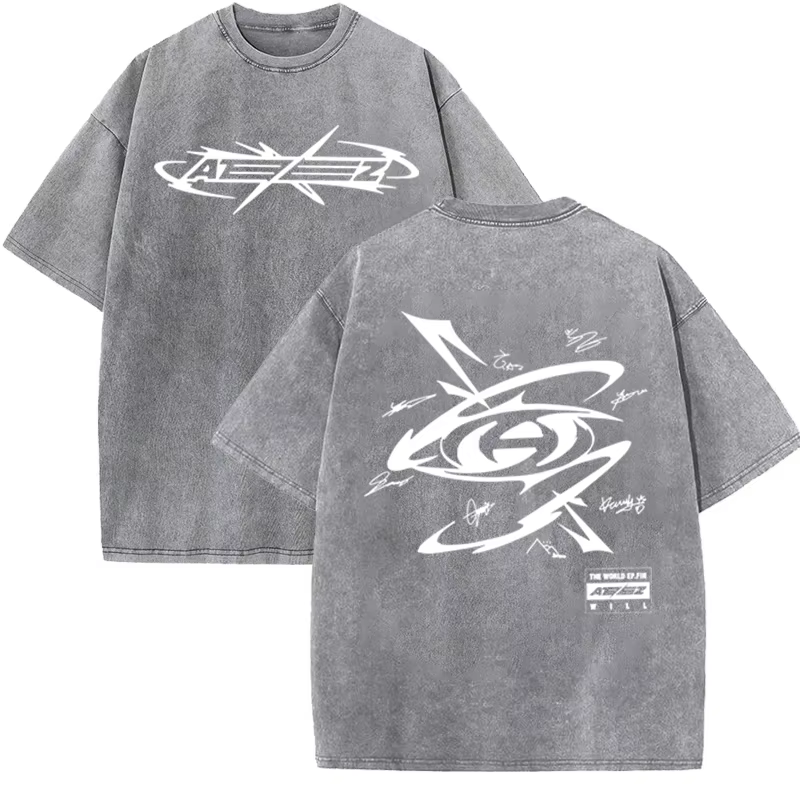 T-Shirt Délavé en Coton Vintage pour Homme et Femme