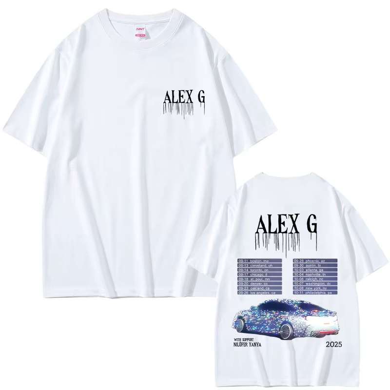 Singer Alex G Tour 2025 T-shirt Summer Men Women Cotton Casual Crewneck T Shirts Male Fashion Oversized Short Sleeve T-shirts