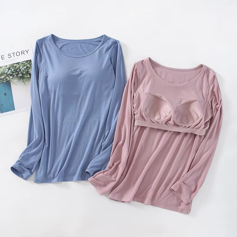 T-shirt Slim One Piece avec coussin de poitrine pour femme