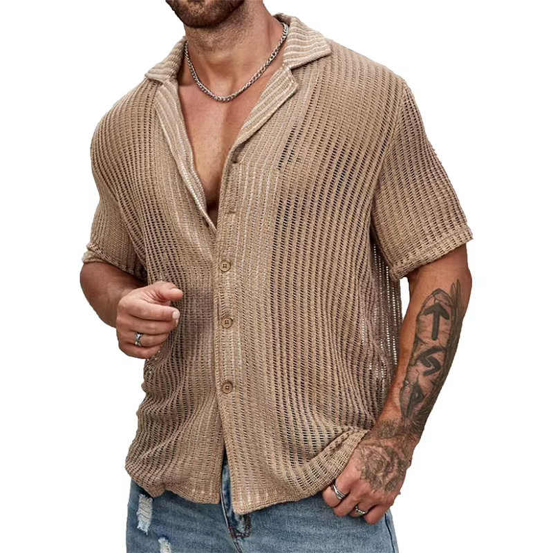 Chemise en Tricot Transparente pour Homme