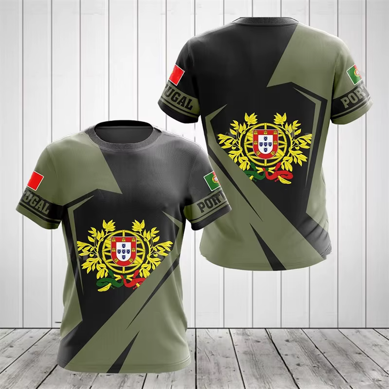 Drapeau du Portugal 3D imprimé T-Shirts hommes femmes décontracté mode Streetwear surdimensionné à manches courtes