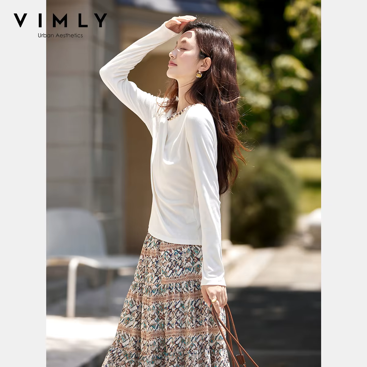 T-shirt blanc à manches longues pour femme VIMLY