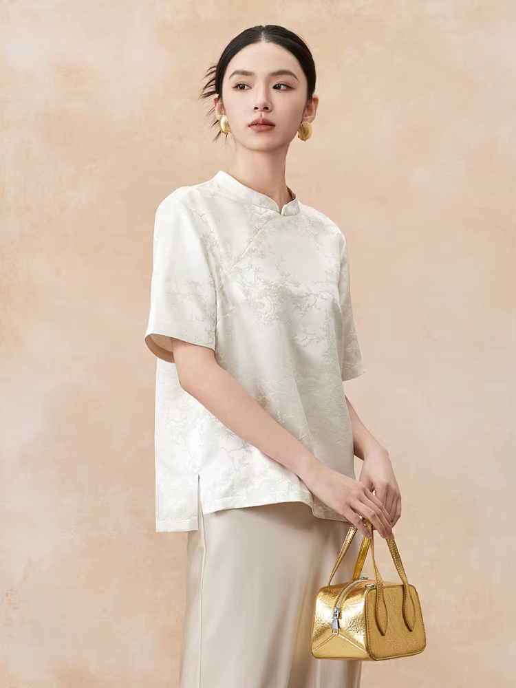 Birdtree, T-shirt 100% soie véritable 28MM