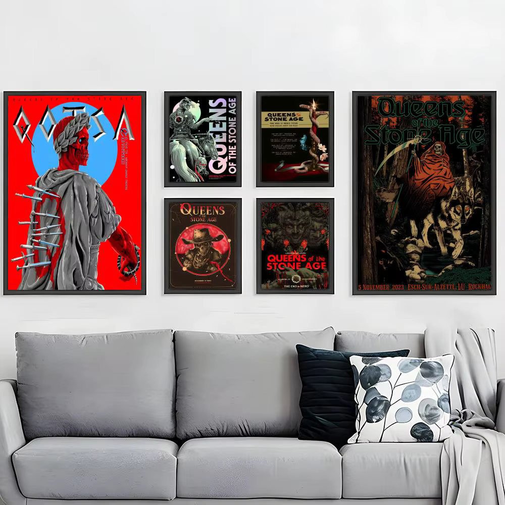 Rock Band Queens Of The Stone Age Poster HD Art mural auto-adhésif imperméable – Utilisation multi-scènes
