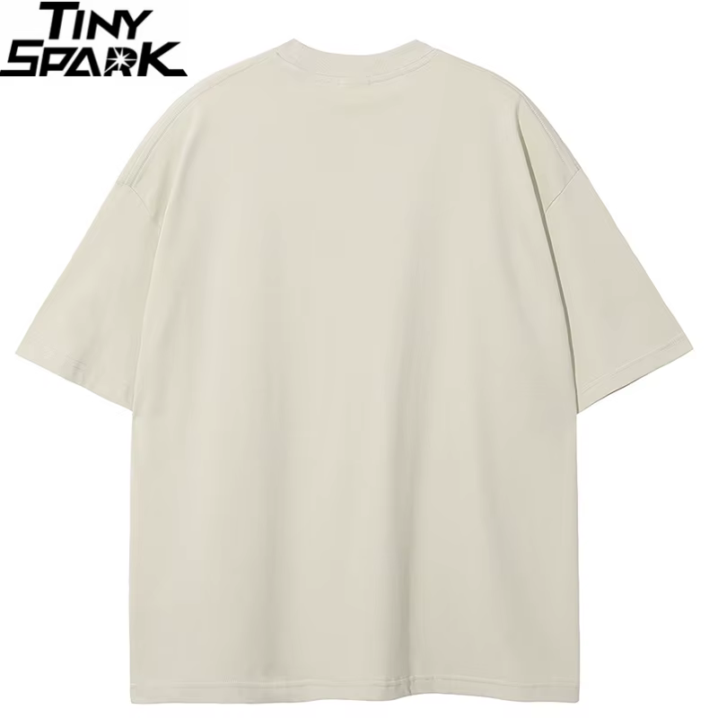 T-shirt Homme 2026 Streetwear Décontracté Beige Blanc Esthétique Minimaliste Imprimé Graphique