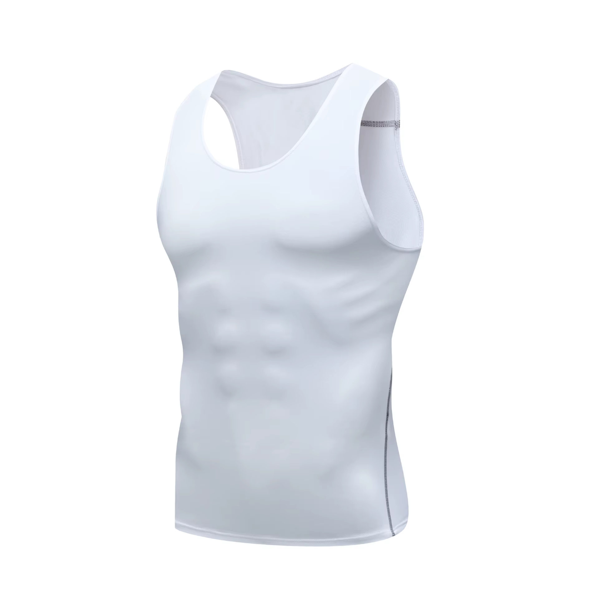 Nouveau T-shirt extensible ajusté sans manches pour hommes