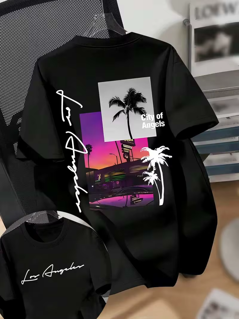 T-shirt graphique néon Palm Tree Los Angeles
