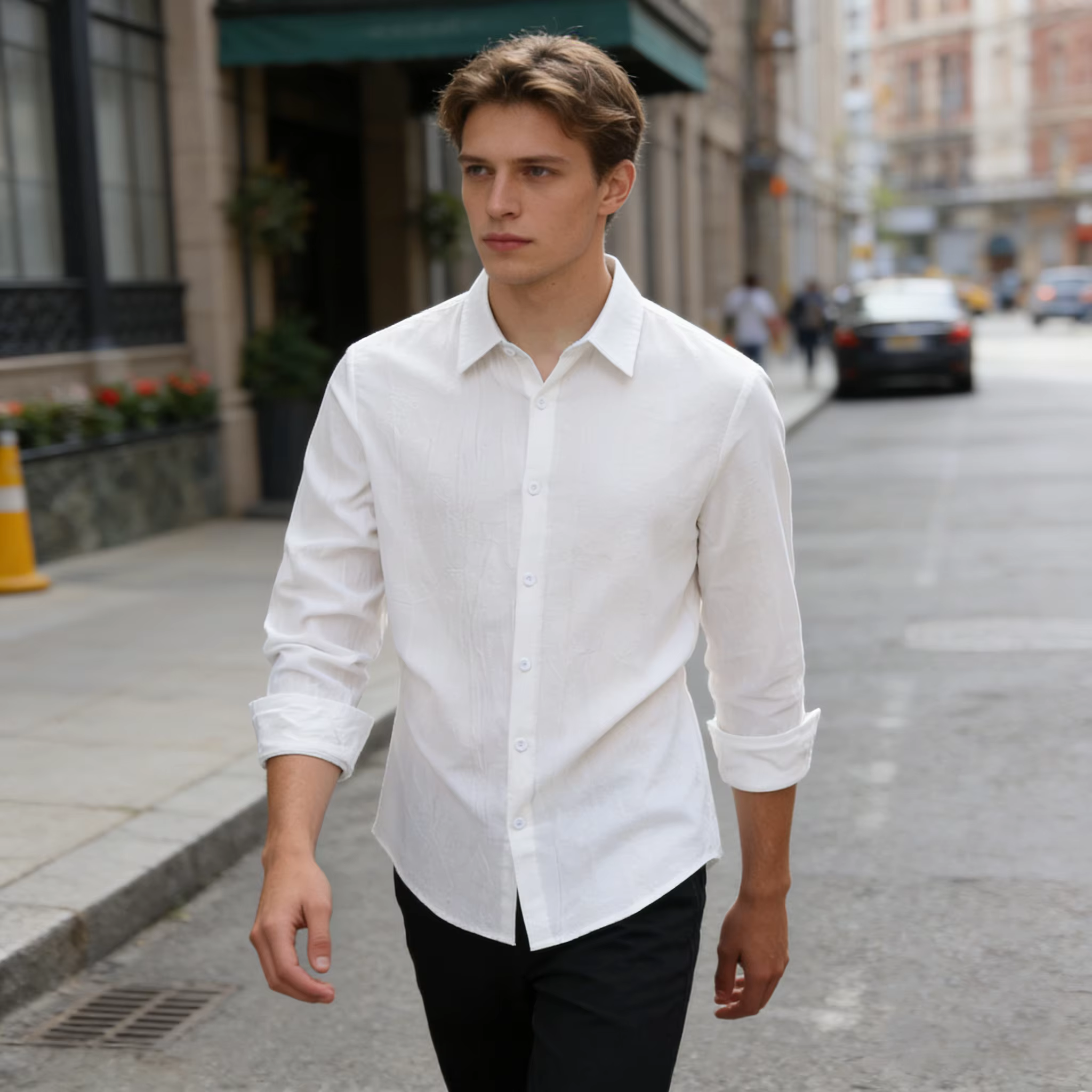Chemise en coton et lin pour homme, vêtements décontractés pour homme, hauts de qualité supérieure, chemises noires et blanches, chemise à manches longues pour homme, style business