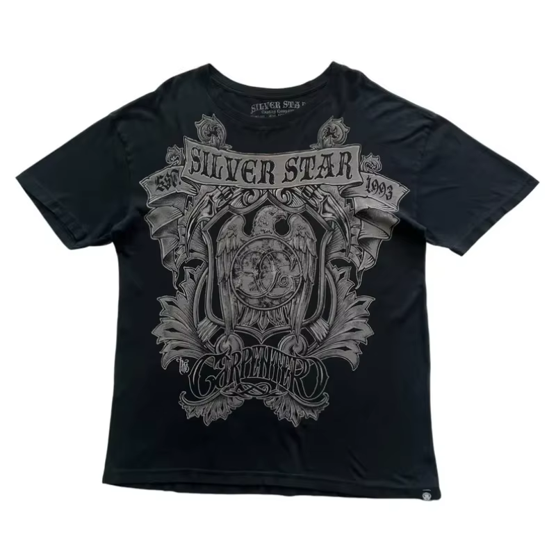 Silver Star Y2K Dark Heavy Metal t-shirt unisexe Punk Streetwear surdimensionné Graffiti gothique Design nouveau haut