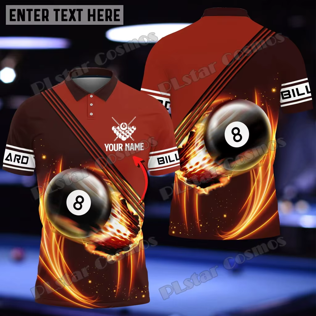 Joueur de billard couleur menthe nom personnalisé 3D imprimé mode hommes Polo été rue unisexe décontracté