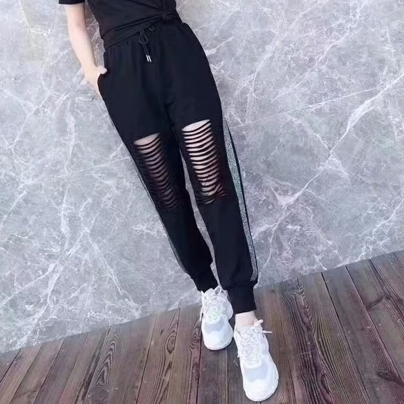 FJFor-Pantalon de jogging à rayures pour femme