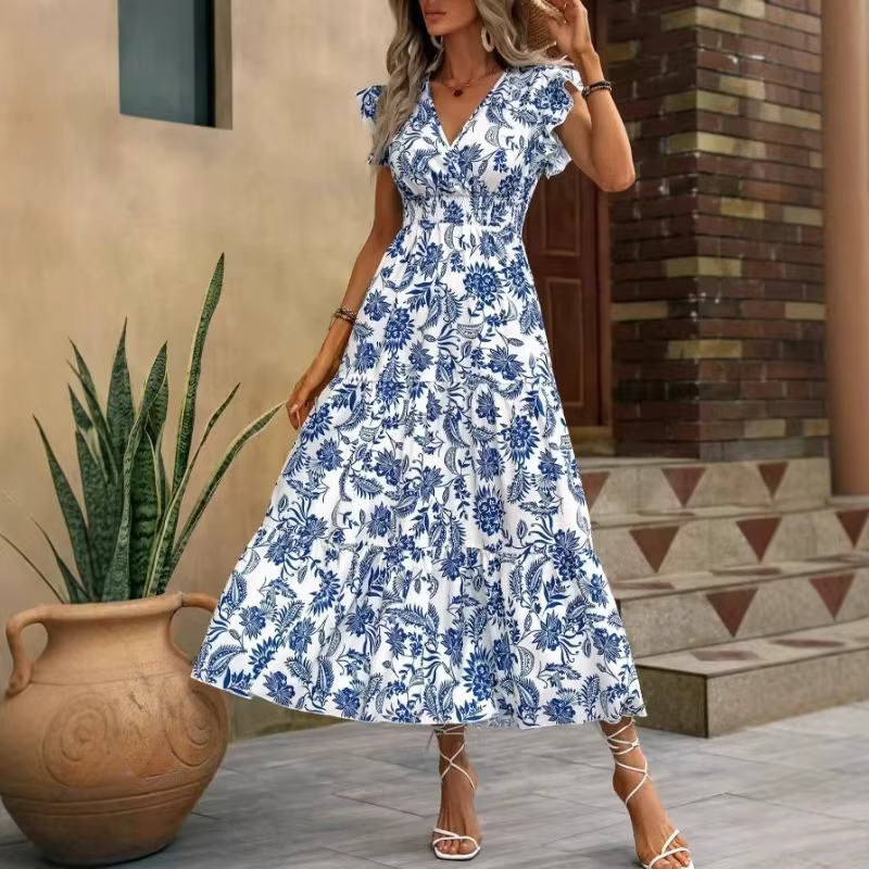 Robe décontractée à manches papillon