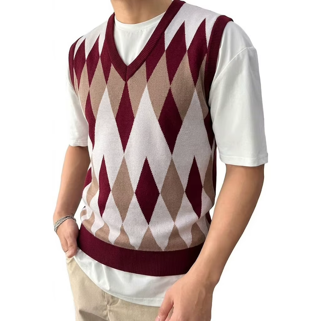 Gilet pull sans manches en tricot pour homme