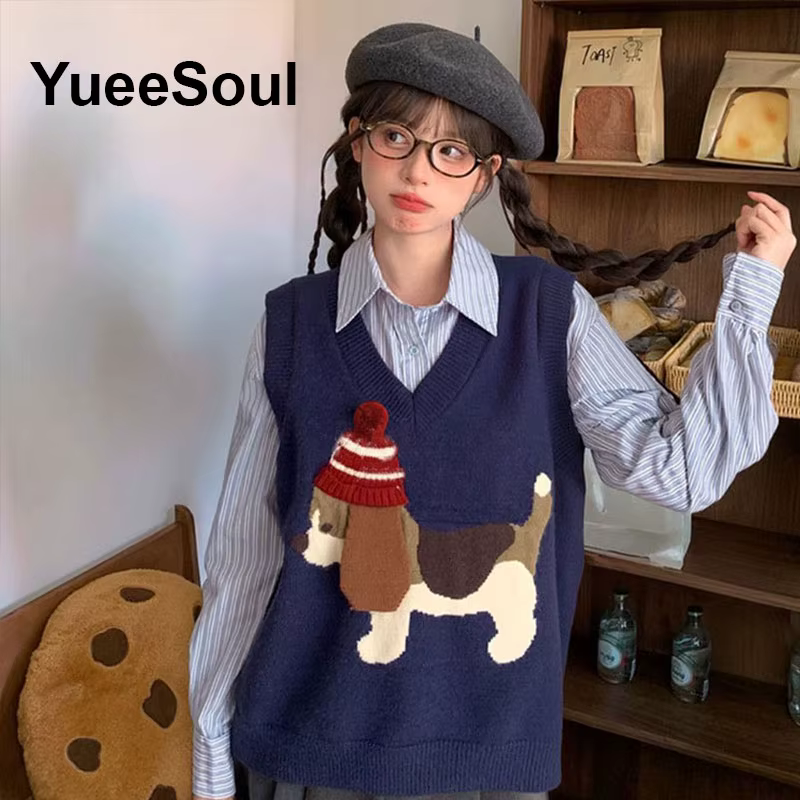 Gilet en tricot bleu pour femmes