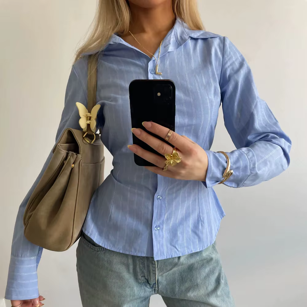 Hirigin – chemise rayée boutonnée pour femmes
