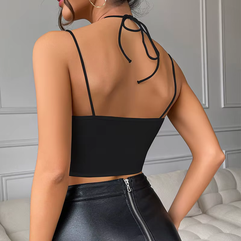 Haut court transparent en fibre blanche pour femme