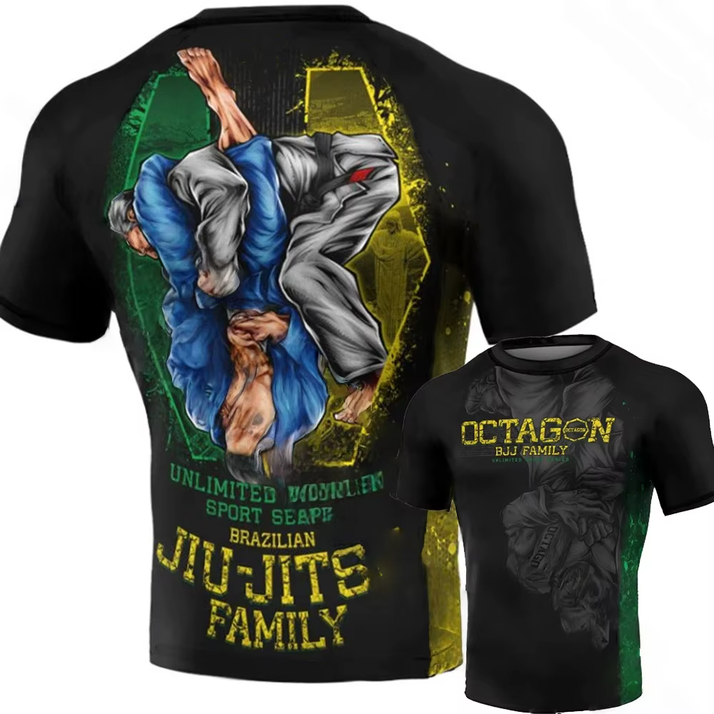 Nouveaux T-shirts 3D BJJ Jiu-Jitsu : T-shirt de sport pour homme en polyester/spandex à séchage rapide