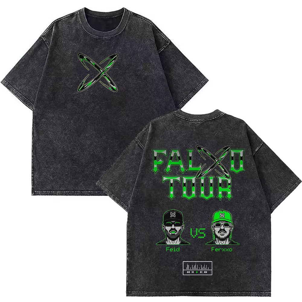 T-shirt vintage délavé imprimé Rapper Feid Ferxxo Tour 2026 pour hommes et femmes