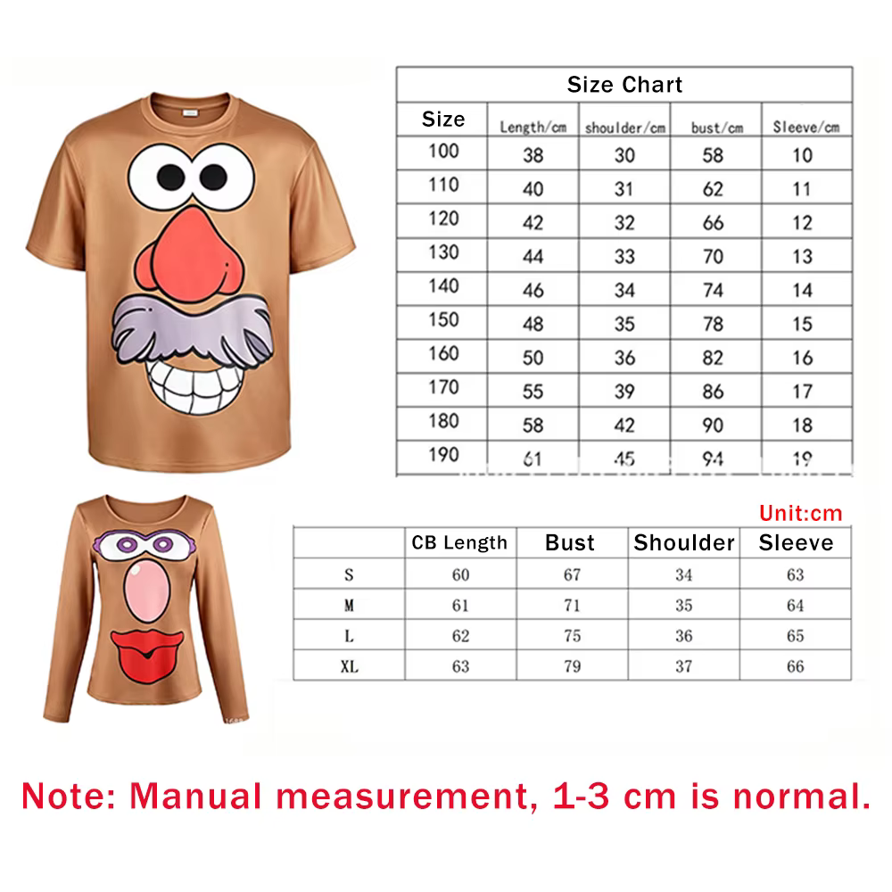 T-shirts de cosplay pour couple sur le thème des films d'animation avec imprimés de visages de dessins animés