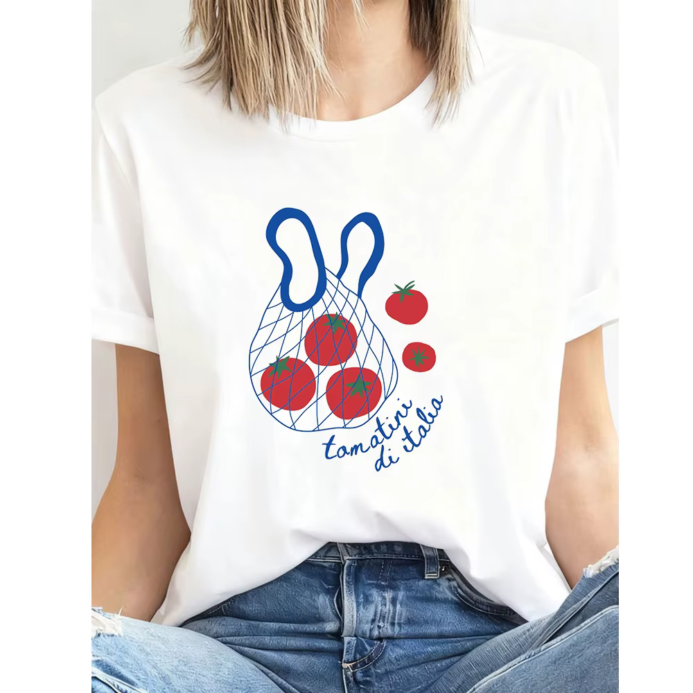 T-shirt en coton à col rond pour femme et homme