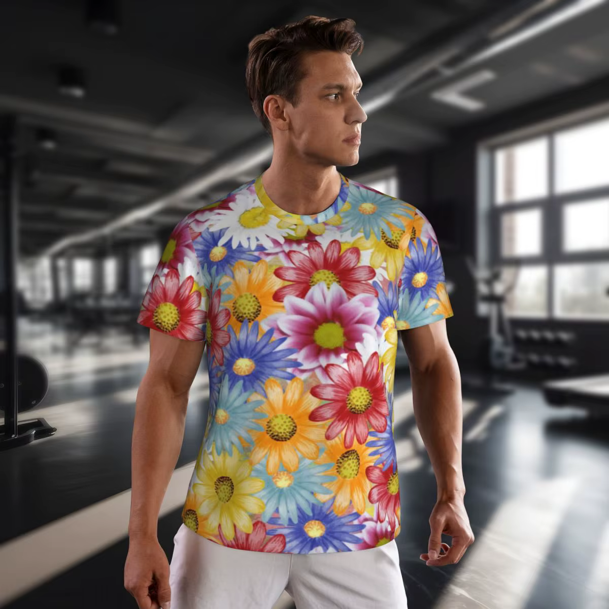 Andrar-T-shirt de sport à imprimé floral pour couple