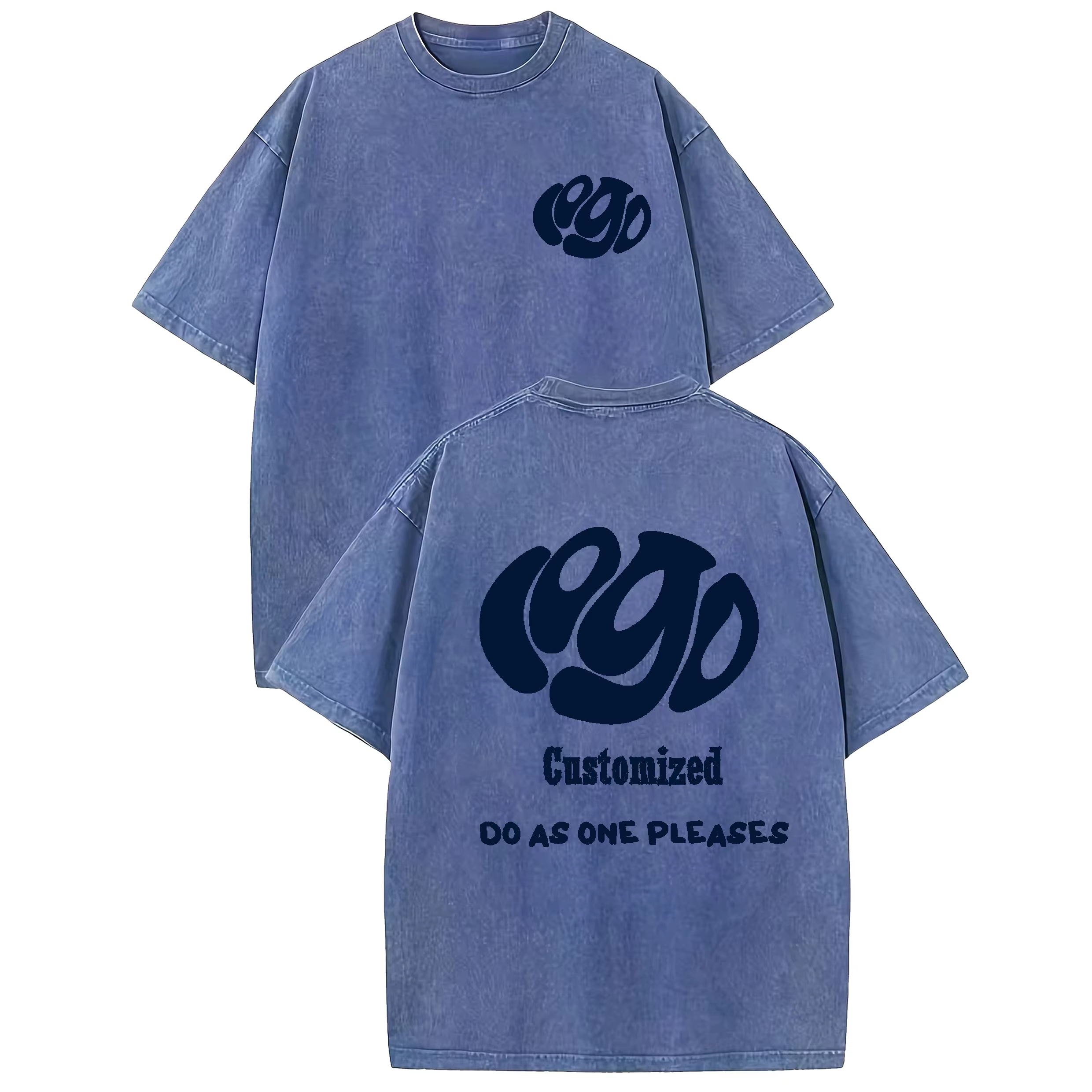 Personnalisez votre LOGO Hip Hop Streetwear hommes 100% coton T-shirts surdimensionné haut délavé t-shirt unisexe été rétro marque personnalisée