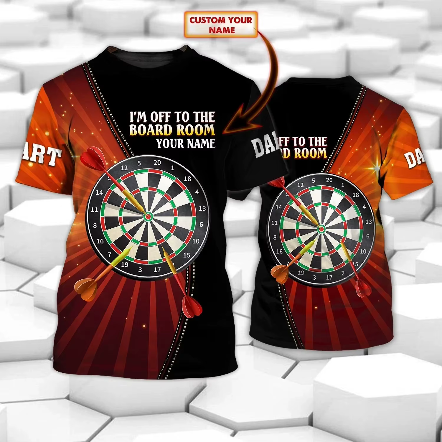 Personnalisé avec nom fléchette et bière 3D partout imprimé été hommes T-shirt Dart amant
