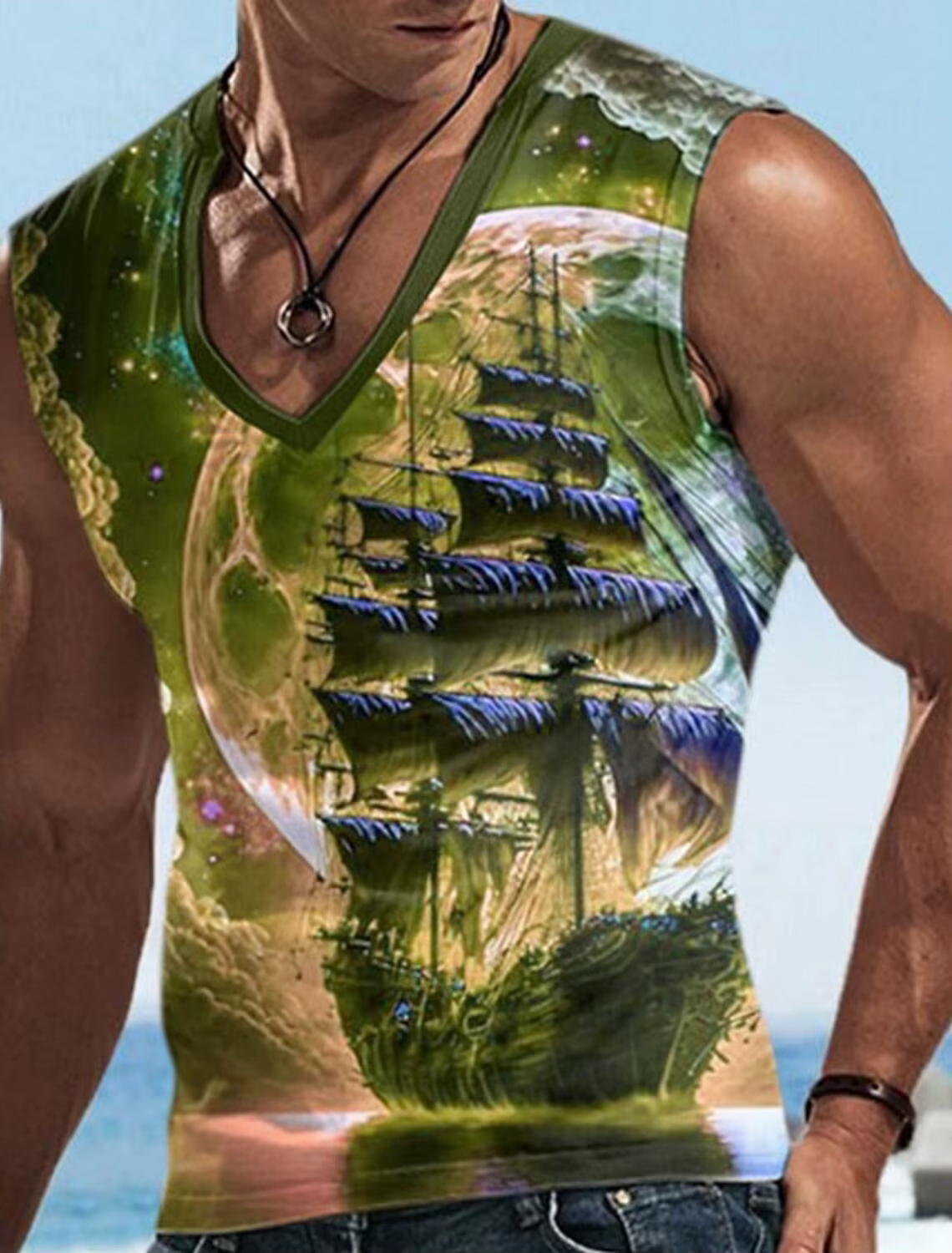 Costume de marin t-shirt imprimé bateau 3D pour hommes