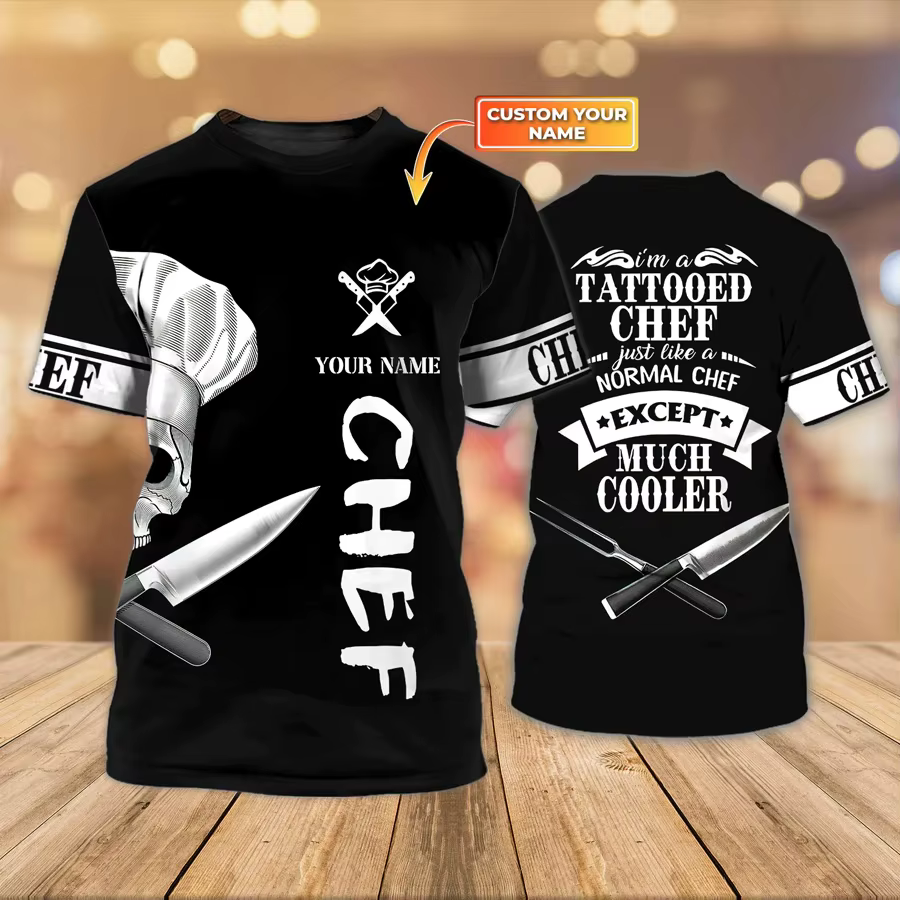 Chef tatoué été hommes T-shirt nom personnalisé