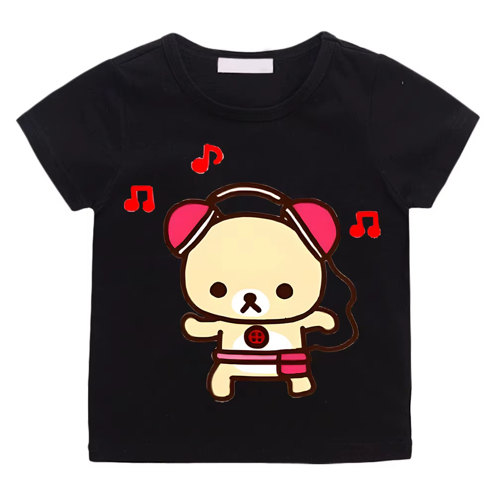Dessin animé Rilakkuma T-shirt garçons filles enfants vêtements Hip Hop hauts manches courtes sport mode Streetwear Manga/bande dessinée t-shirts enfant en bas âge