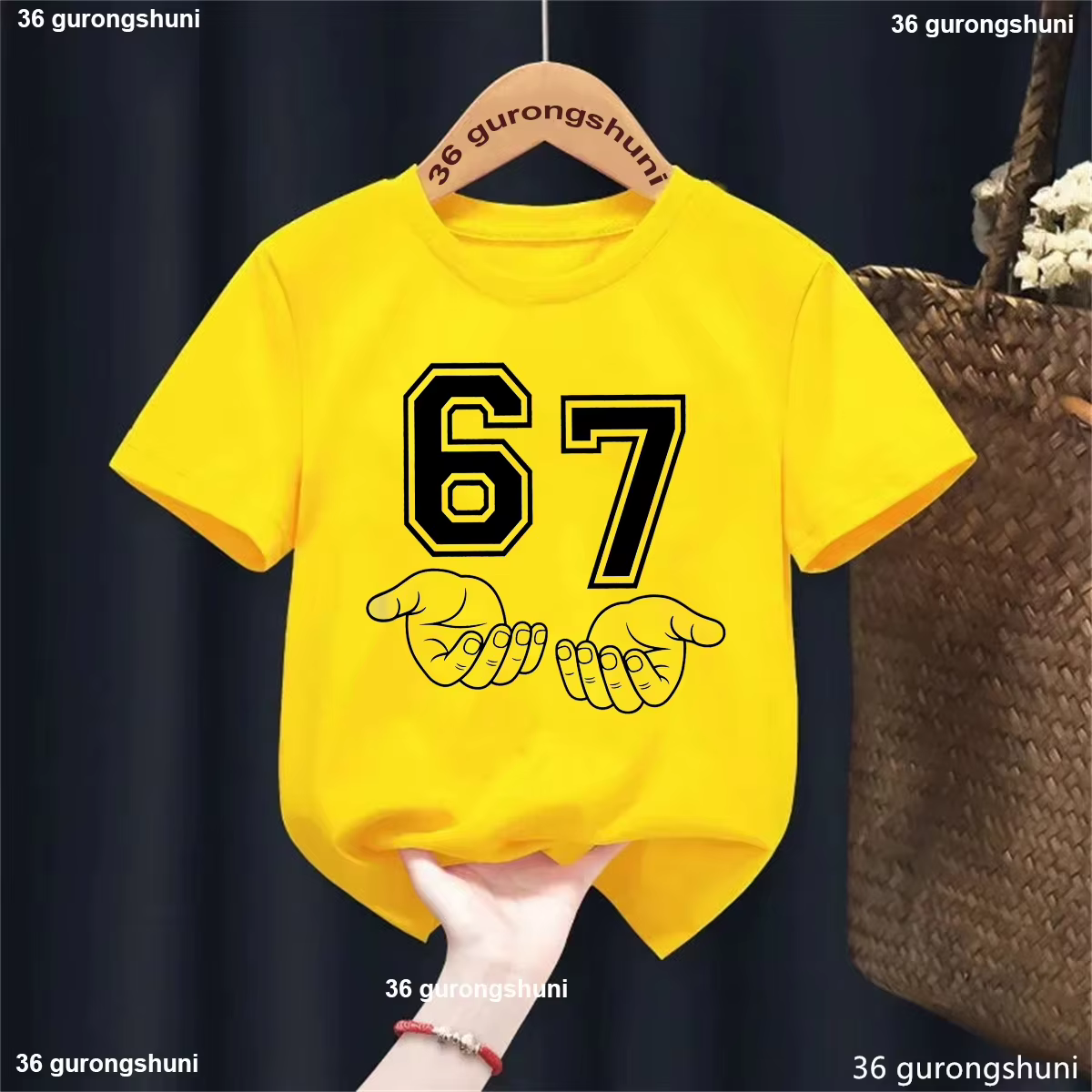 T-shirt imprimé coloré à thème 67 pour enfants