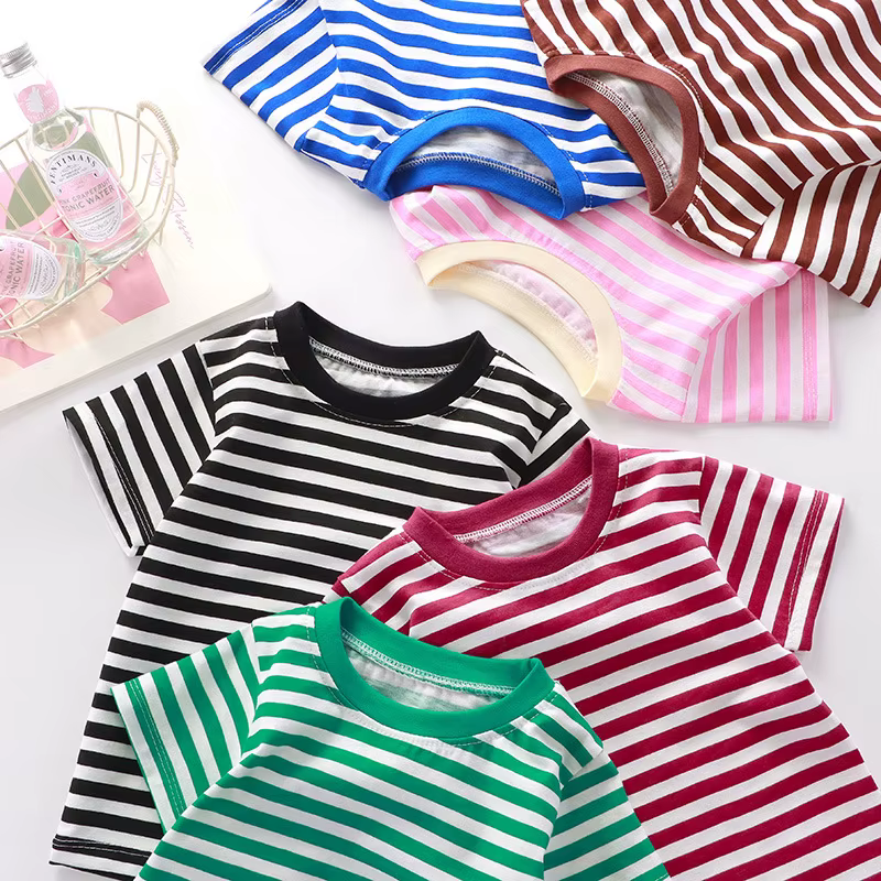 T-shirt rayé 100 % coton pour enfants