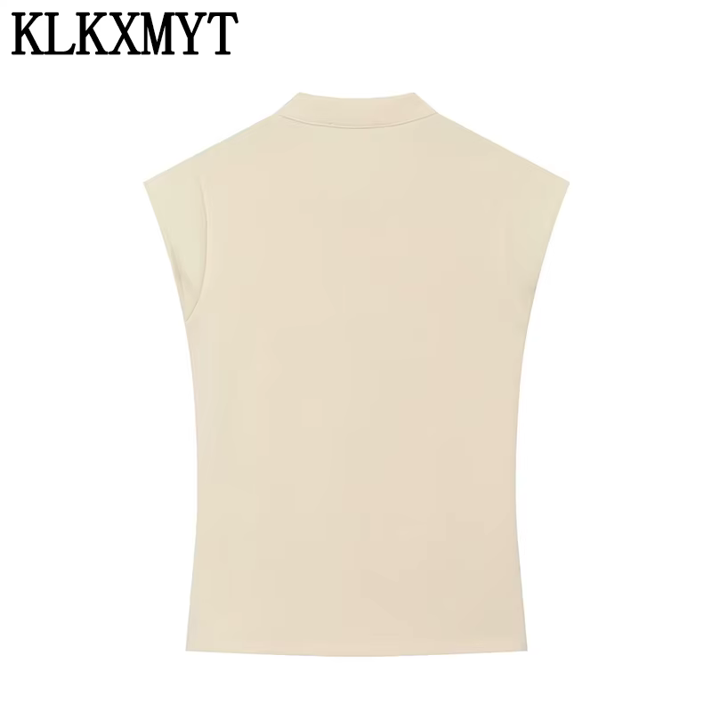 Haut décontracté et élégant pour femme KLKXMYT – Nouvelle collection 2026 – Débardeur court à nœud chinois