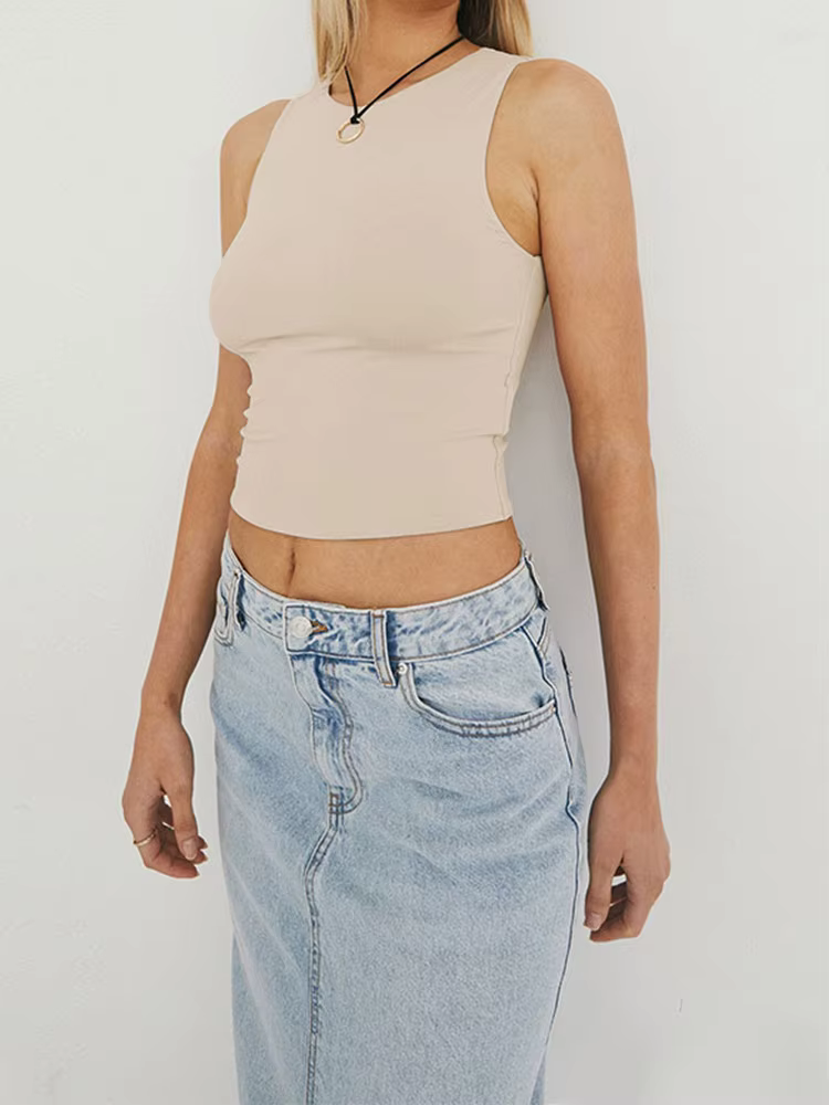Chemise sans manches à fond serré avec haut dos nageur à col rond