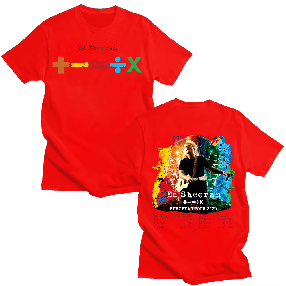 Ed Sheeran Tour européen 2025 T-shirts hommes et femmes vêtements en coton col rond manches courtes ample mode t-shirt