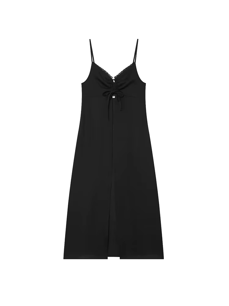 TFMLN Haut décontracté à longues bretelles pour femme, chic, uni, à lacets, sans manches, à fines bretelles, avec fente haute, style streetwear, pour l'été