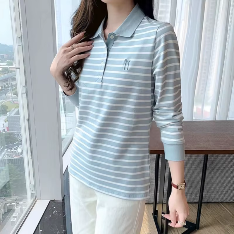 Polo rayé pour femmes, 100% coton