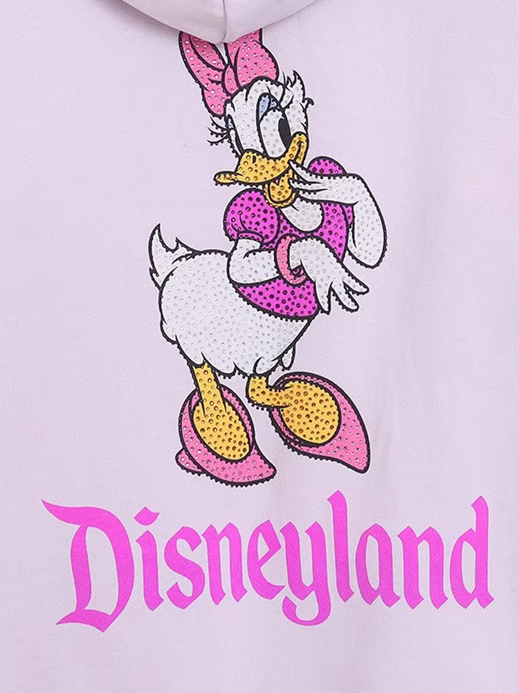 Disneyland Walt Disney monde Daisy Donald Duck lettre diamants polaire sweat veste unisexe femmes à capuche fermeture éclair pull hauts