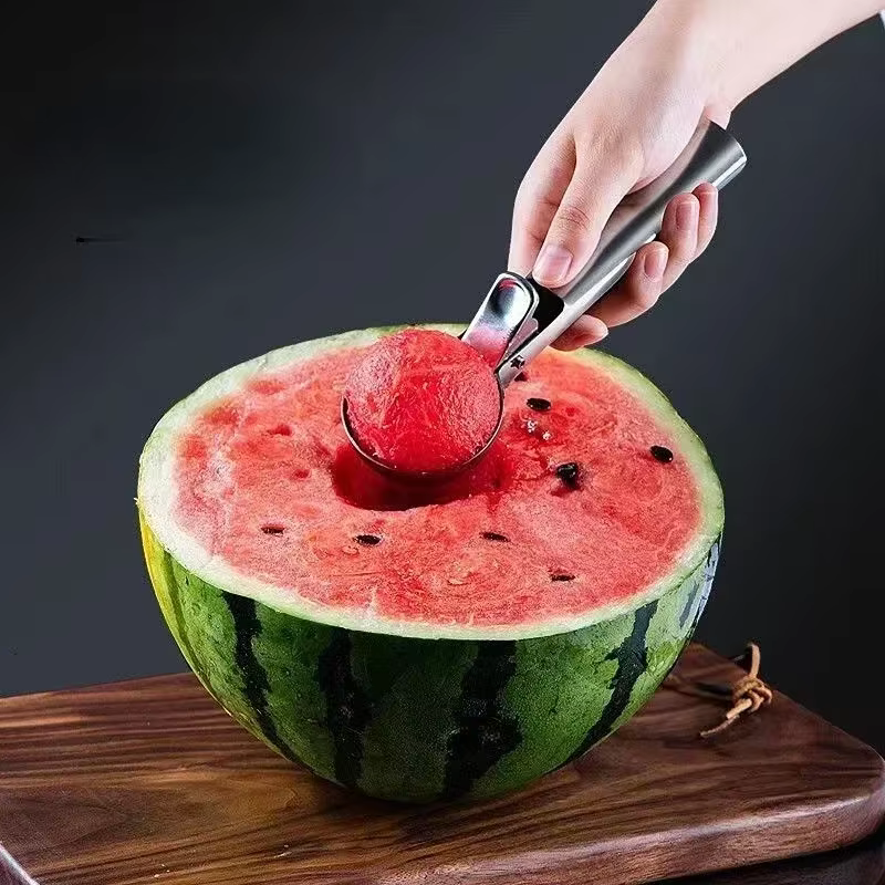 Cuillère à glace à double usage en acier inoxydable, cuillère à glace multifonctionnelle pour fruits, fournitures de cuisine