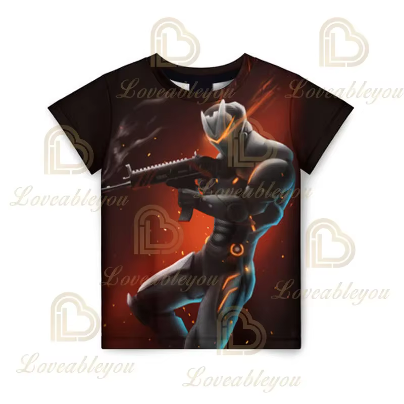 Fortnite 3d T-shirt enfants dessin animé à manches courtes